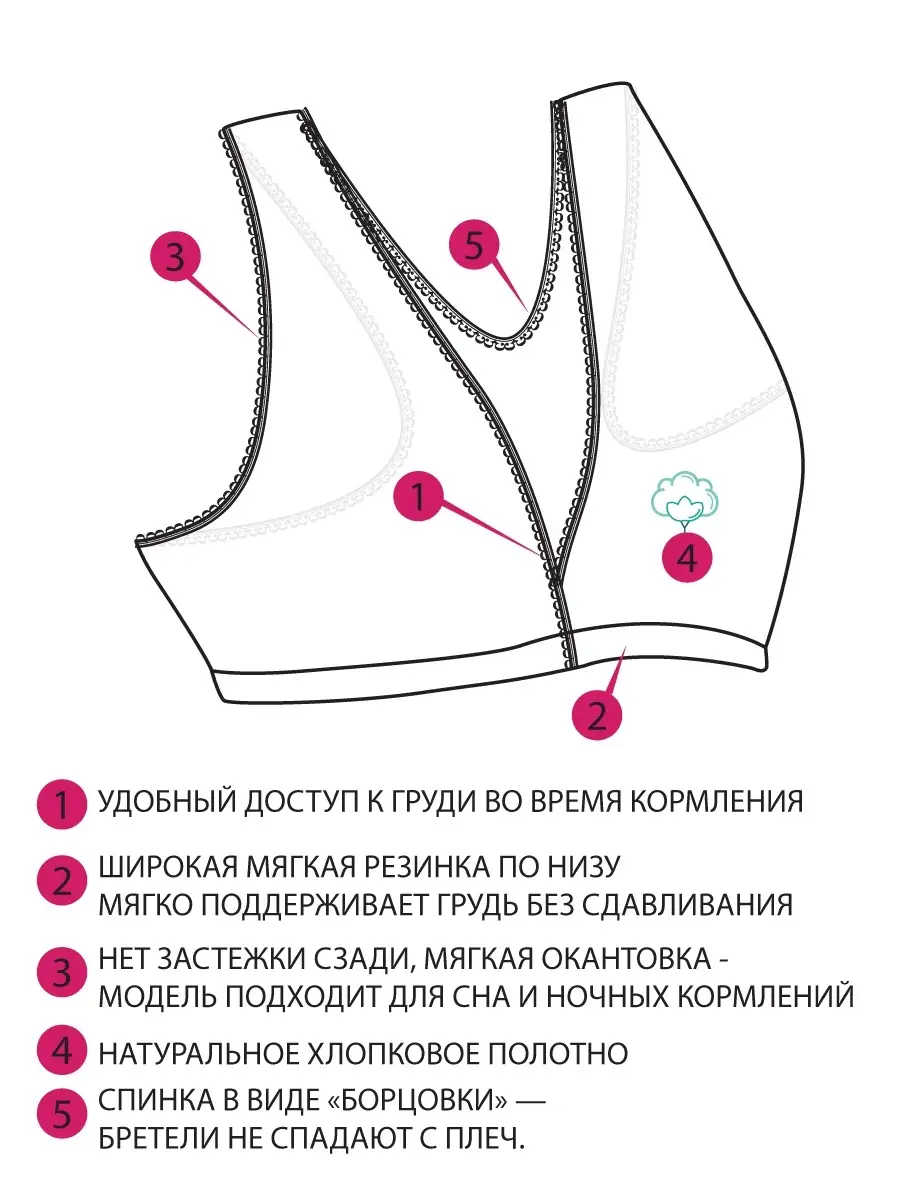 Бюстгальтер для кормления хлопковый топ бежевыймеланж/белый